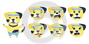 Set of emotions of a cute Bulldog dog