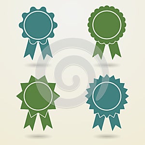 Set of empty badges with ribbons.