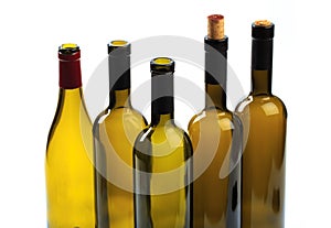 Set of empty bottles of wine isolated on a white background - Image