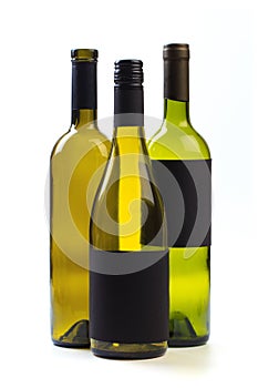 Set of empty bottles of wine isolated on a white background - Image