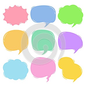 Set of empty cute colorful comic bubbles vector