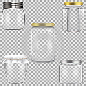 Set of empty glass jars for canning