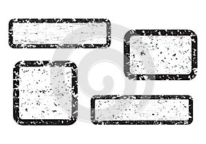 Set of empty grunge stamp, graphic design elements, black isolated on white background, illustration.