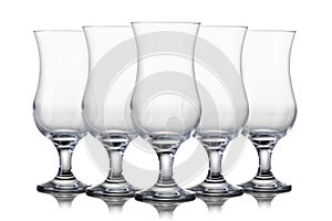 Set of empty hurricane glasses  on white background