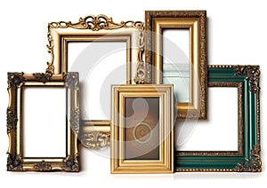 Set of empty photo frames, free space inside, isolated on white background.