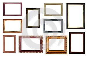 Set of empty picture frames with free space inside, isolated on