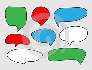 Set of empty speech bubbles. Collection of isolated colorful stickers.