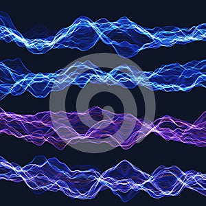 Set of energy chaotic waves. Sound or energy waves for your design