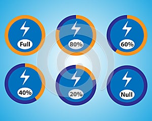 Set of energy quantity indicators icons.