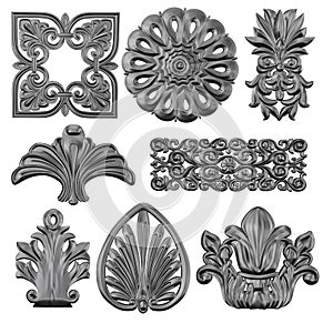 Set of engraved Victorian design elements