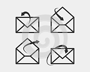 Set envelop icons letter. Envelope icon vector template. Mail symbol element. Mailing sign for web or print design