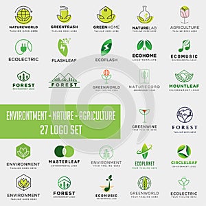 set of environment agriculture logo, icon element collection logo download