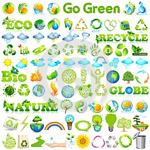 Set of environmental eco friendly go green concept icon set like recycle, reuse, bio