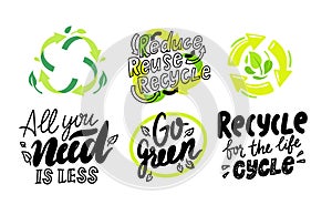 Set of Environmental Labels, Recyclable Triangle Sign, Compostable Waste, Biodegradable Garbage or Litter Logo, Icons