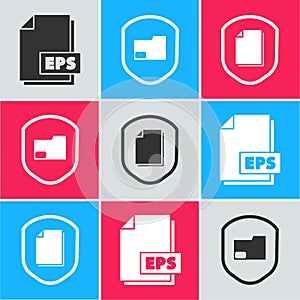 Set EPS file document, Document folder protection and Document protection concept icon. Vector