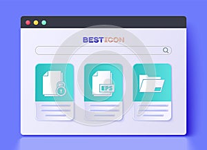 Set EPS file document, Document and lock and Document folder icon. Vector