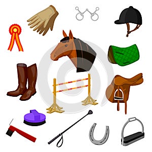 Set of equestrian and grooming icons