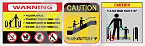 Set of escalator or elevator sign