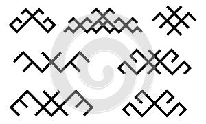 Set of ethnic Baltic Folk traditional symbols, Scandinavian patterns