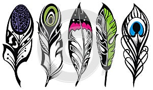 Set of ethnic feathers