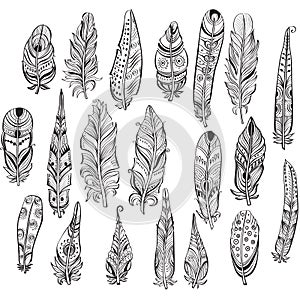 Set of ethnic feathers