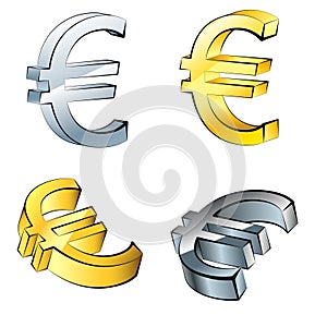 Set of Euro currency icons, isolated