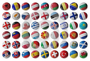 Set of Europe soccer balls