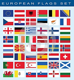 Set of european flags, vector illustration.