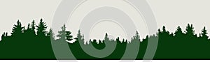 Set of evergreen forest silhouette