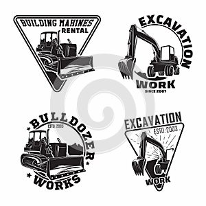 Set of Excavation work emblems design