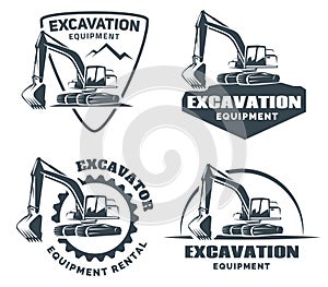 Set of excavator logo.