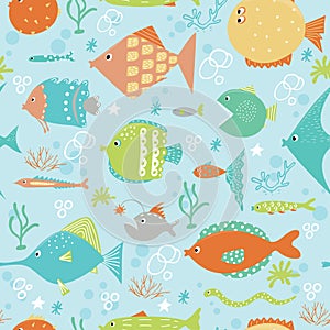 Set of exotic fish. Vector illustration