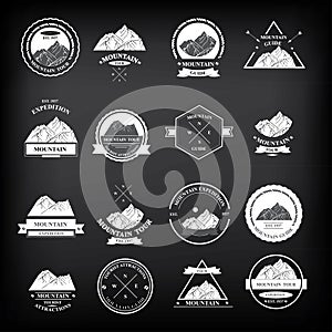 Set of expedition badges. Vector illustration.