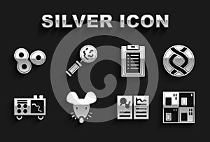 Set Experimental mouse, DNA symbol, Periodic table, Clinical record, Spectrometer, Cell division and Microorganisms