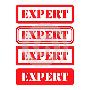 Set of Expert stamp symbol, label sticker sign button, text banner vector illustration