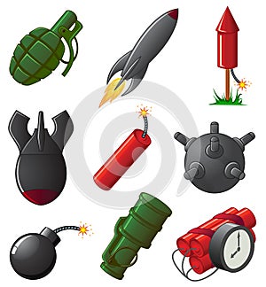 Un conjunto compuesto por explosivo iconos 