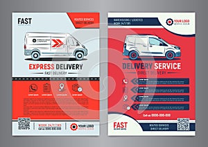 Set of Express delivery service brochure flyer design layout template.