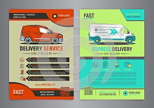 Set of Express delivery service brochure flyer design layout template.