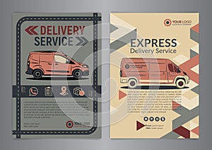 Set of Express delivery service brochure flyer design layout template.