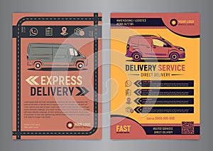 Set of Express delivery service brochure flyer design layout template.