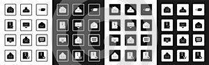 Set Express envelope, Delete, Envelope, Upload inbox, Speech bubble chat and Mail message lock password icon. Vector