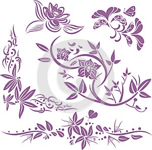 Exquisite Ornamental Floral Designs Vinyl Ready Vector