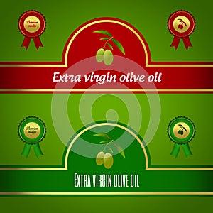 Set of extra virgin olive oil labels - red and green