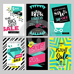 Set of eye catching web banners for shopping