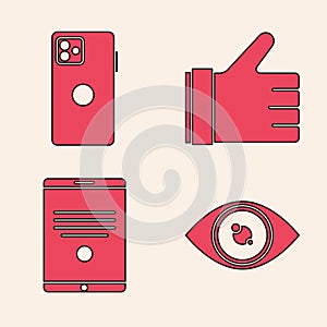 Set Eye, Smartphone, mobile phone, Hand like and Tablet icon. Vector