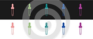 Set Eyedropper color picker palette icon isolated on isolated on black and white background. Vector