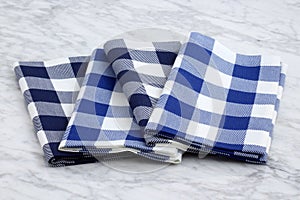 Set of fabric napkins on marble countertop