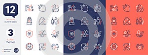 Set of Face detect, Medical tablet and Nurse line icons. For design. Vector
