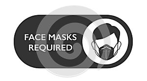 Set of face mask required vector signs. Facemask or covering must be worn in shops