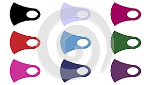 Set of face masks in different colors